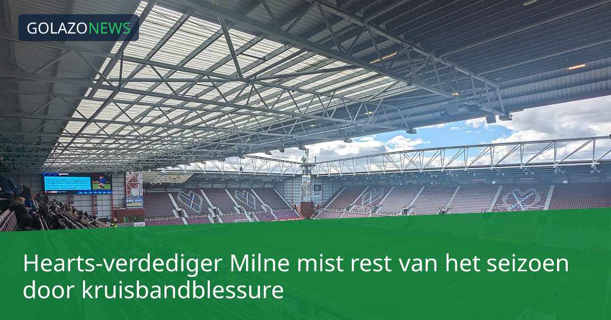 Hearts-verdediger Milne mist rest van het seizoen door kruisbandblessure