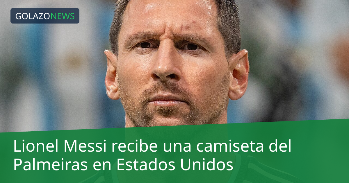 Lionel Messi recibe una camiseta del Palmeiras en Estados Unidos