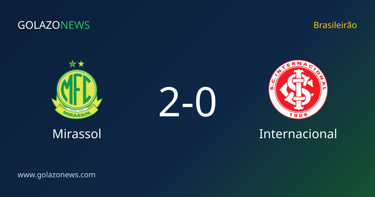 Mirassol vence Internacional por 2-0 pelo Brasileirão