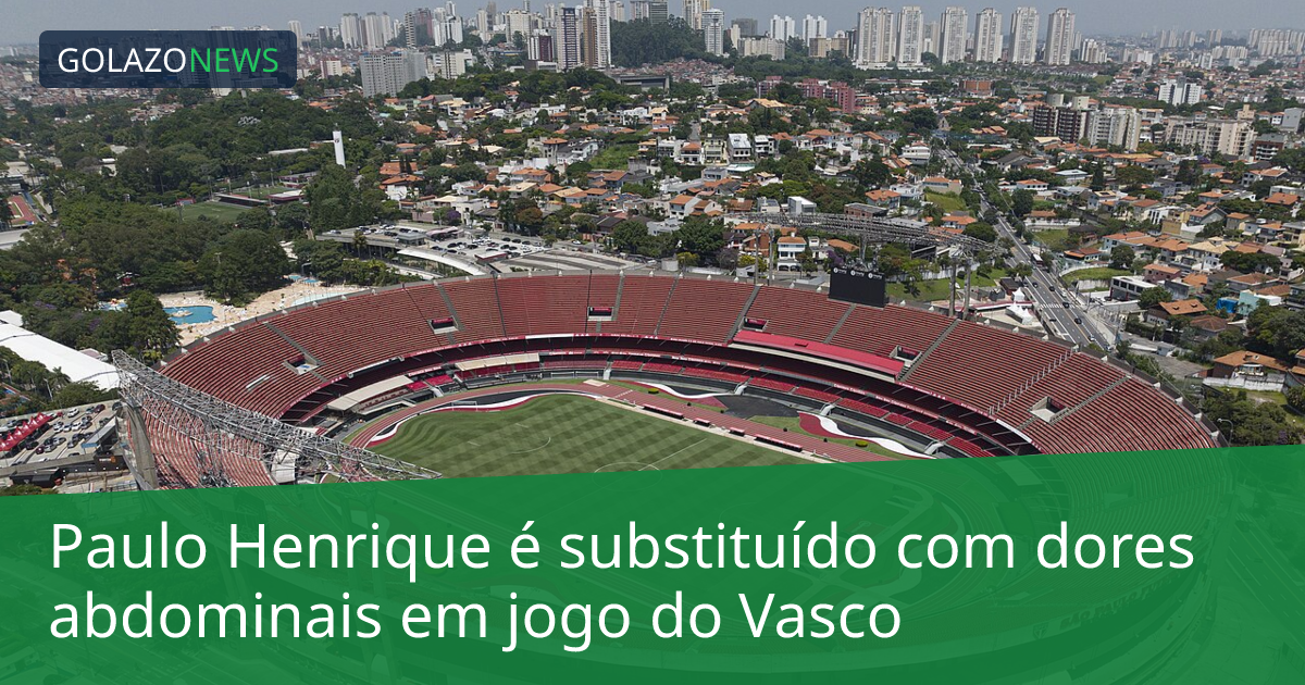 Paulo Henrique é substituído com dores abdominais em jogo do Vasco