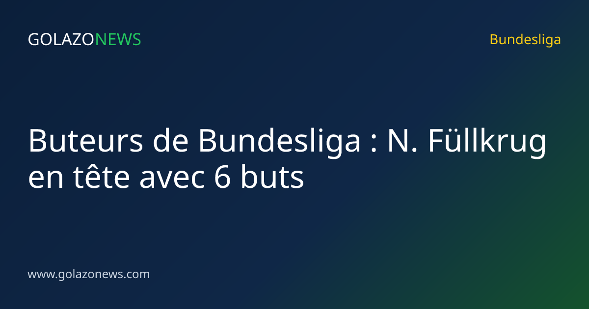 Buteurs de Bundesliga : N. Füllkrug en tête avec 6 buts
