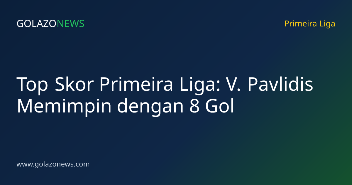 Top Skor Primeira Liga: V. Pavlidis Memimpin dengan 8 Gol