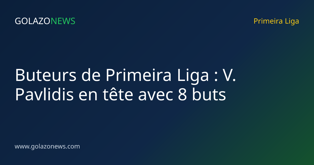 Buteurs de Primeira Liga : V. Pavlidis en tête avec 8 buts