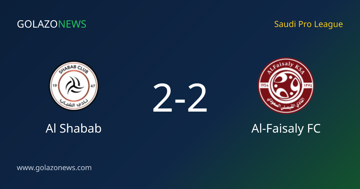 Al Shabab e Al-Faisaly FC empatam em 2-2 pelo Saudi Pro League